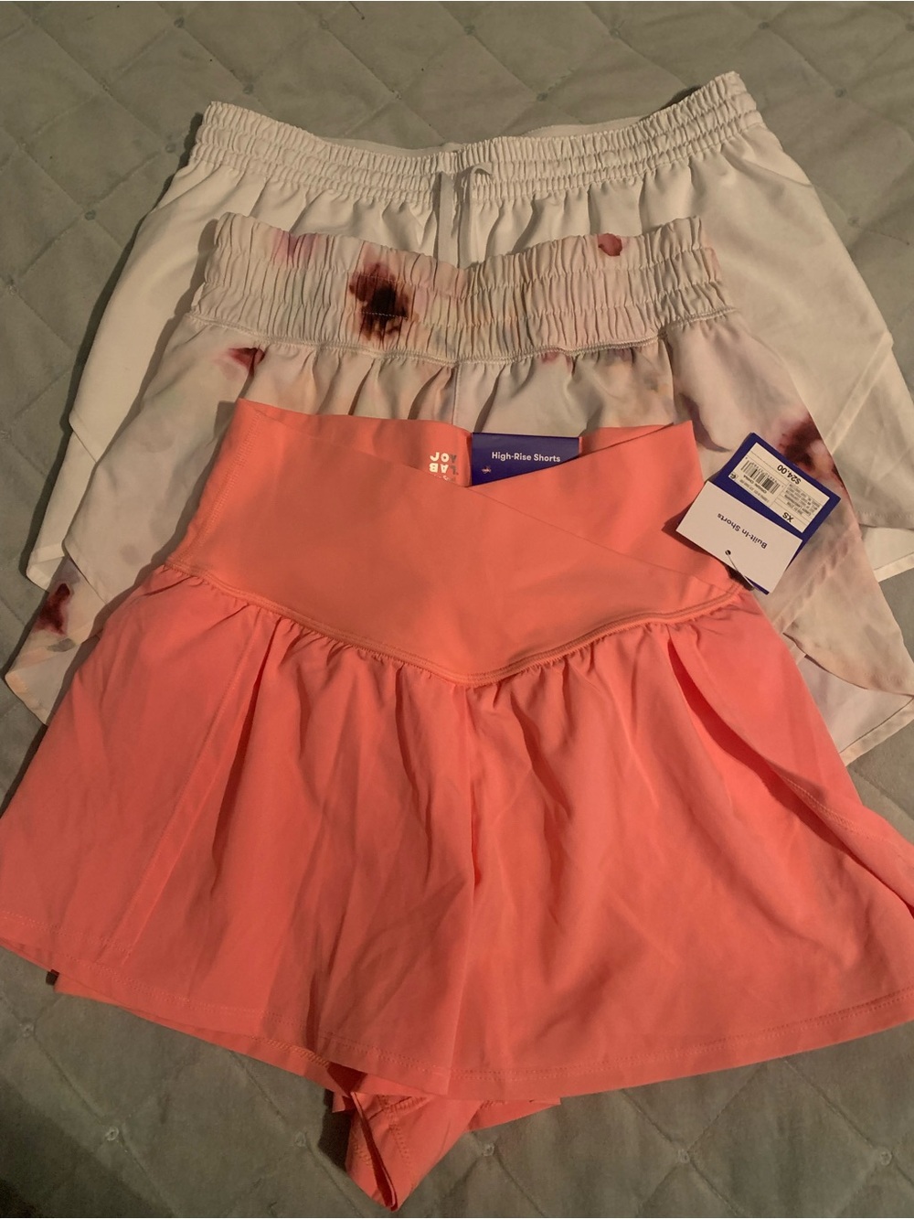 Set of 3 JoyLab Calia Coral Pink Athletic Shorts with Built-In Shorts